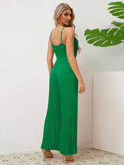 Felicia Plisse Relaxed Jumpsuit - Green