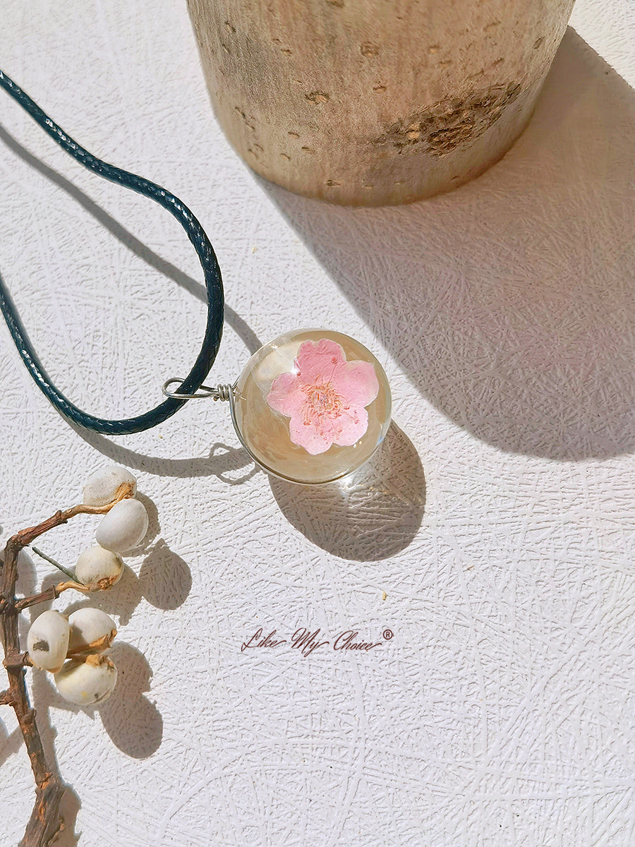 Peach Blossom Full Moon Round Pendant Necklace