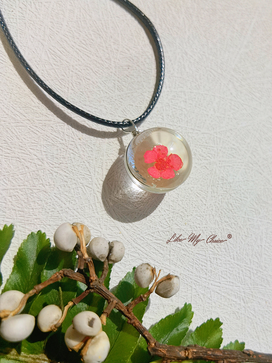 Peach Blossom Full Moon Round Pendant Necklace