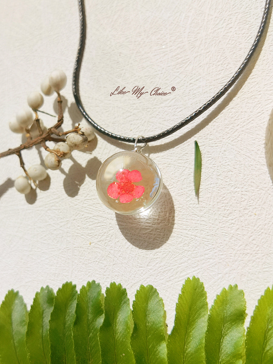 Peach Blossom Full Moon Round Pendant Necklace