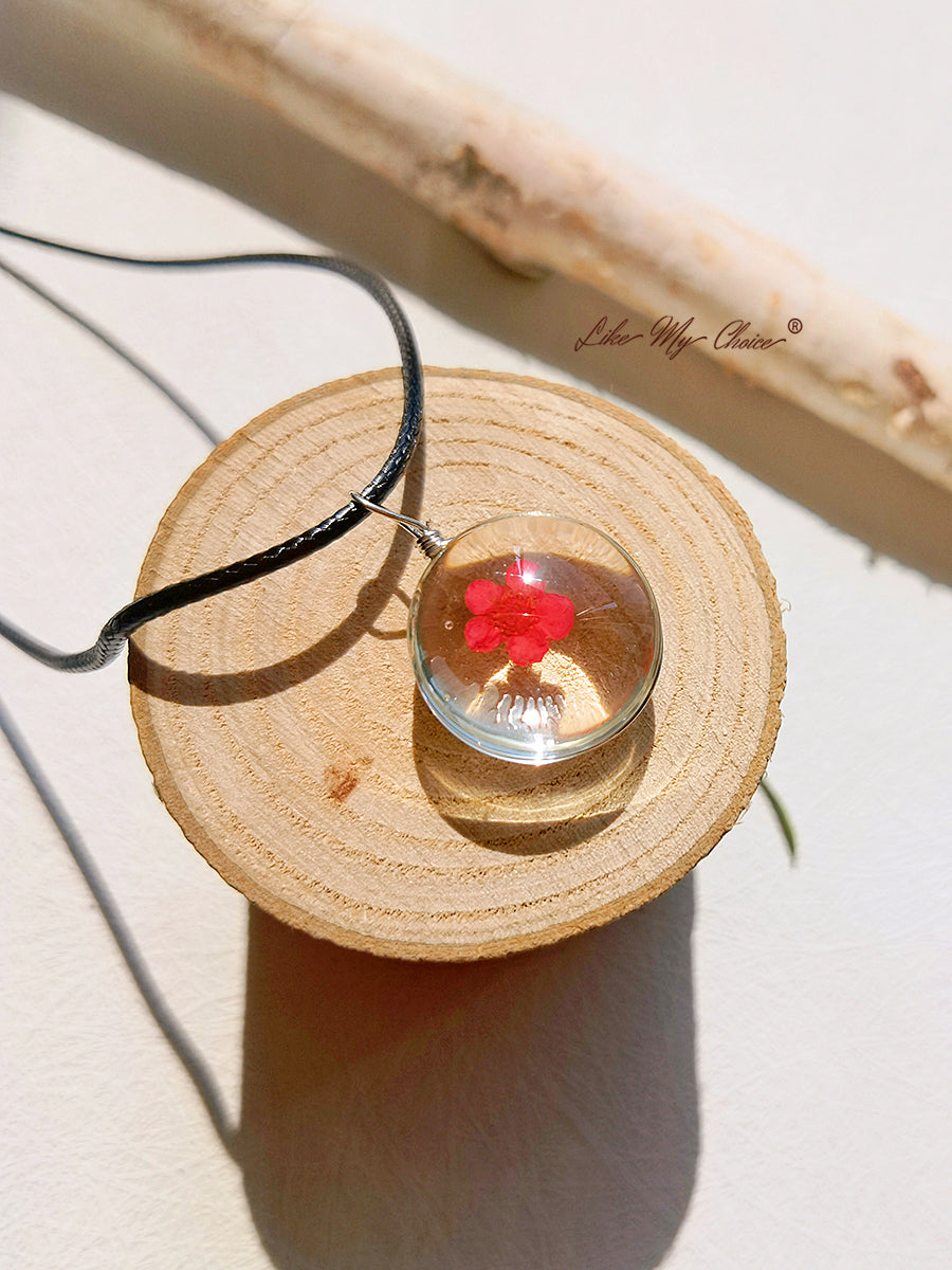 Peach Blossom Full Moon Oval Pendant Necklace