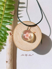 Peach Blossom Full Moon Oval Pendant Necklace