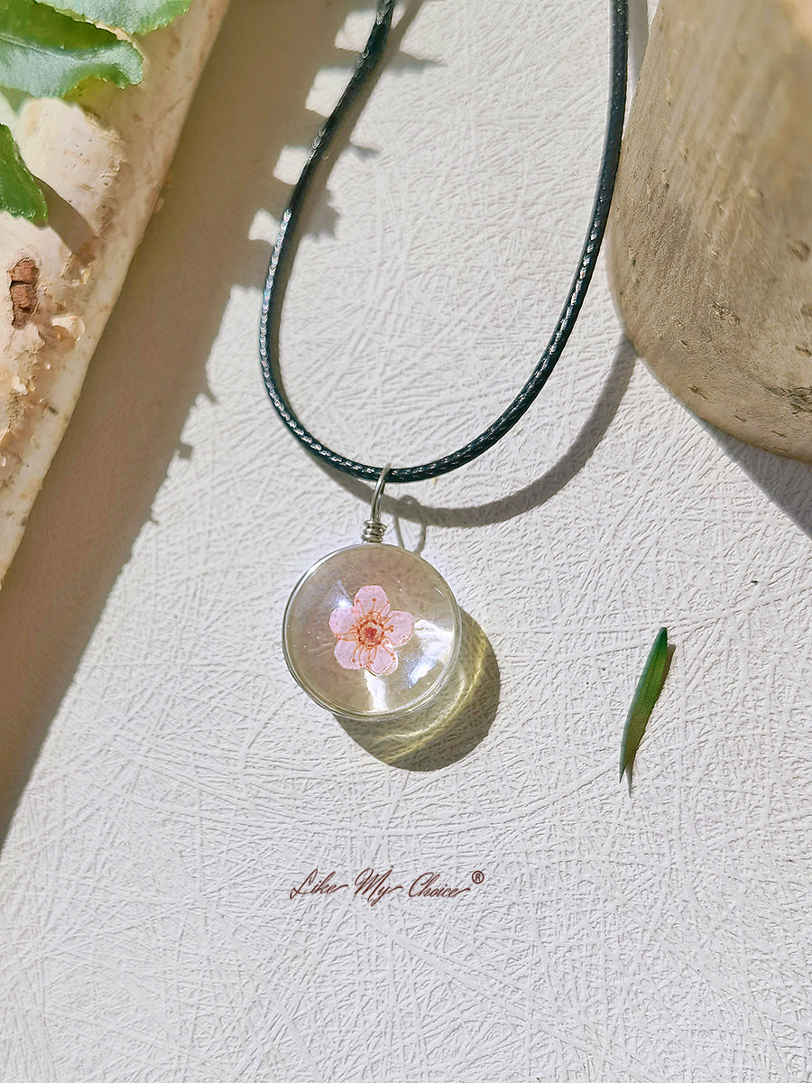 Peach Blossom Full Moon Oval Pendant Necklace