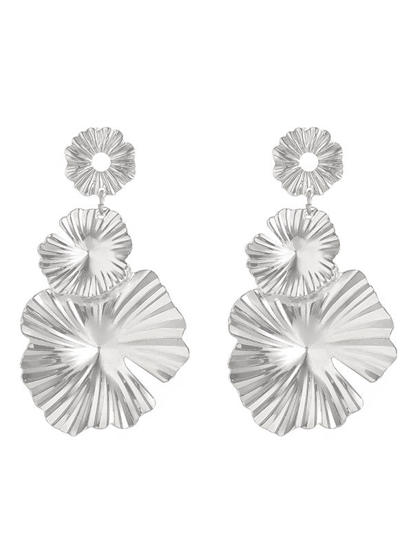 Flower Shape Solid Color Drop Earrings