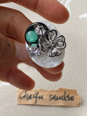 Flower Shape Rhine Stones Rings Accessories