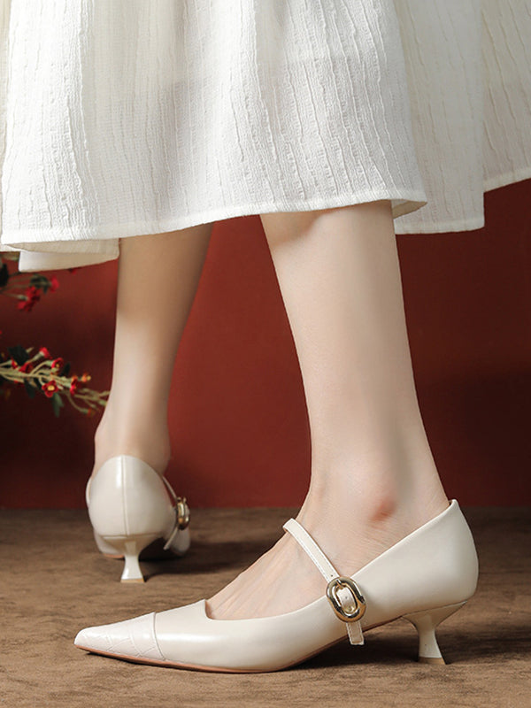 Lace-Up Pointed-Toe Shallow Cut Split-Joint Pumps