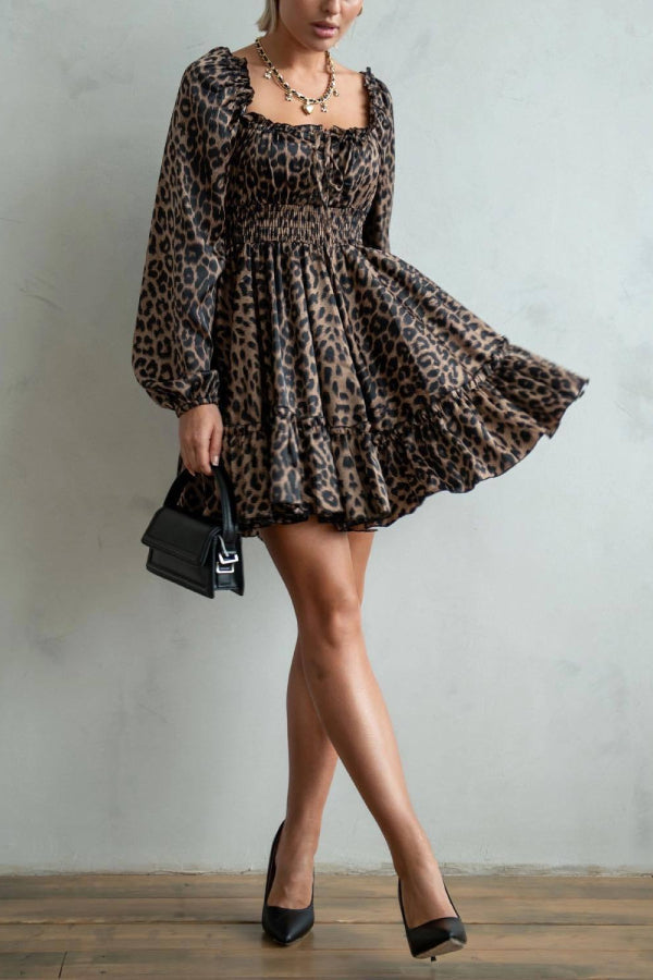 Women's Sexy Low Cut Leopard Print Dress