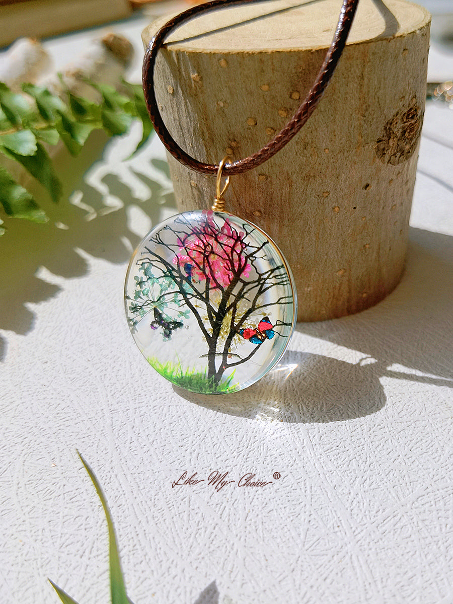 Plum Blossom Tree of Life Pendant Necklace