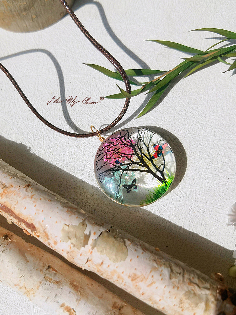 Plum Blossom Tree of Life Pendant Necklace