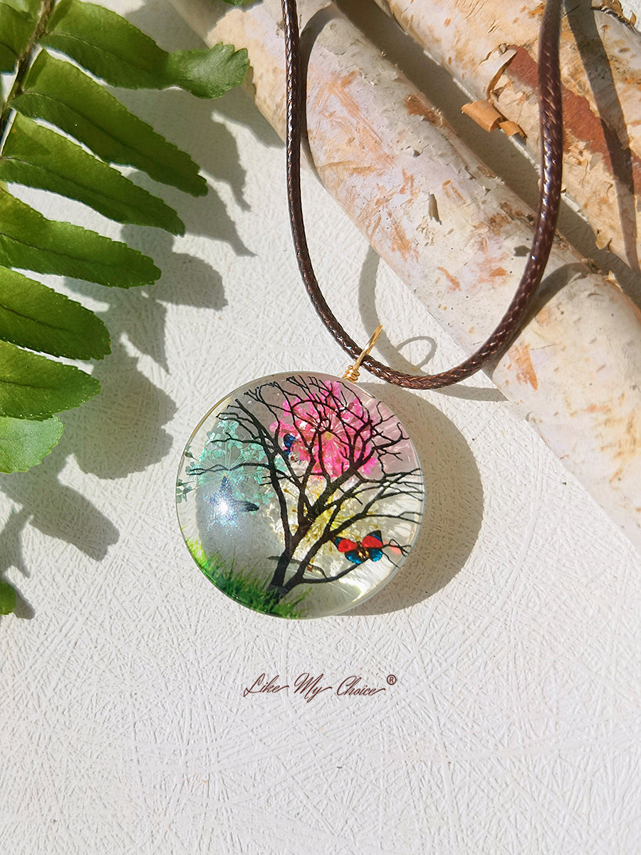 Plum Blossom Tree of Life Pendant Necklace