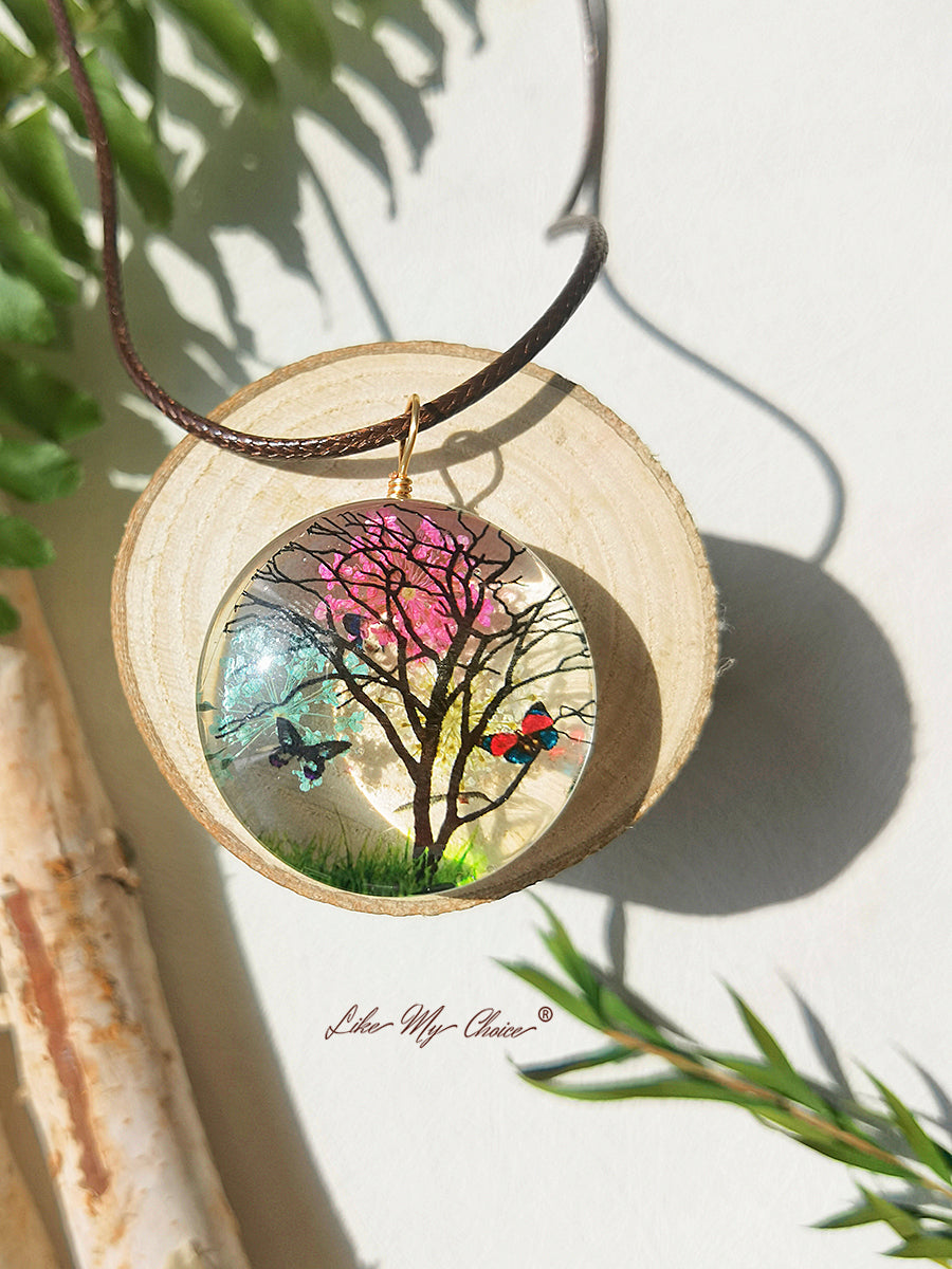 Plum Blossom Tree of Life Pendant Necklace