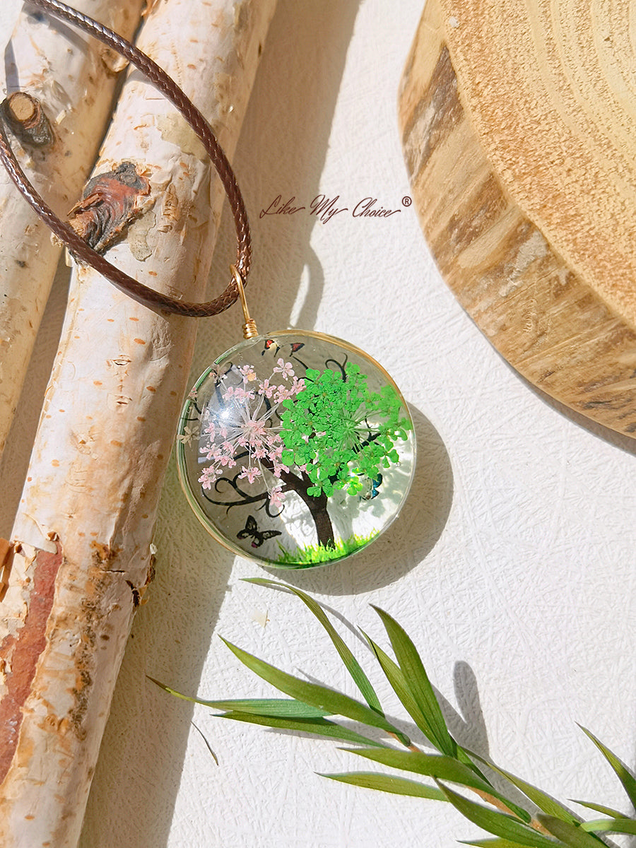 Plum Blossom Tree of Life Pendant Necklace