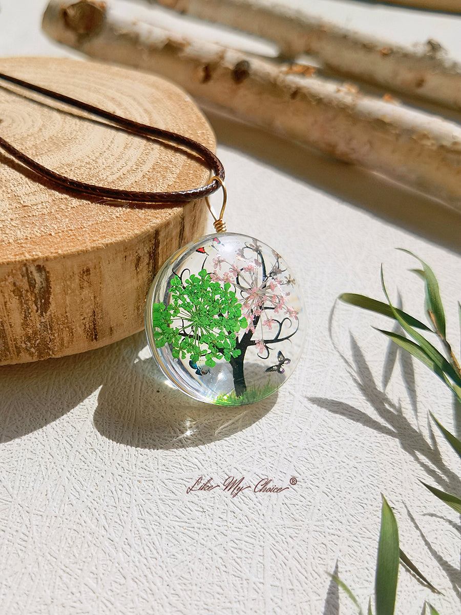 Plum Blossom Tree of Life Pendant Necklace