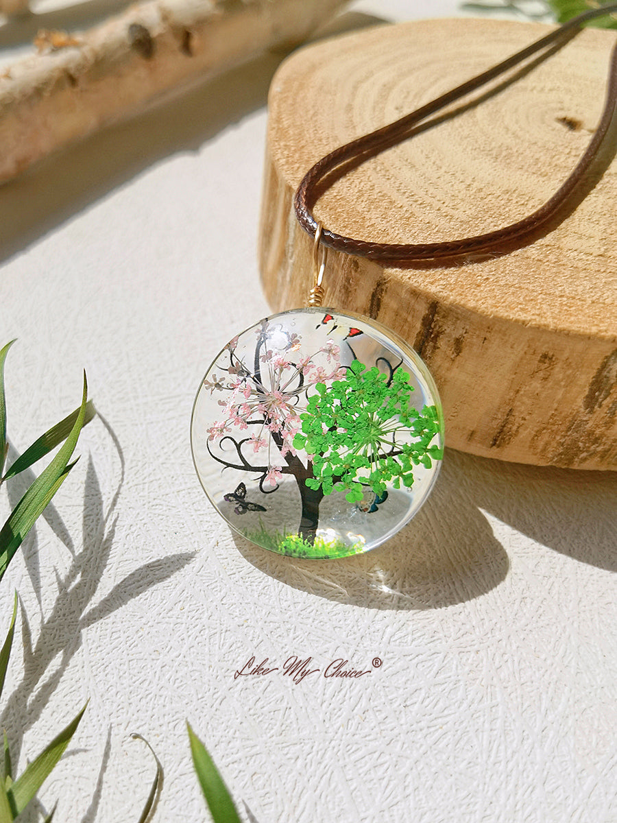 Plum Blossom Tree of Life Pendant Necklace