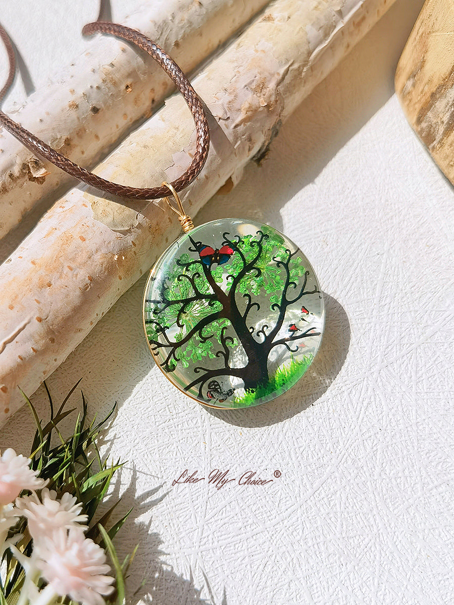 Plum Blossom Tree of Life Pendant Necklace