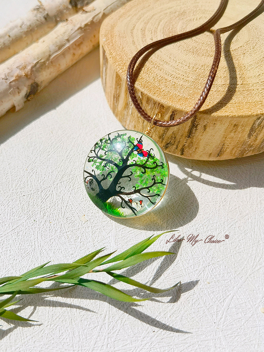 Plum Blossom Tree of Life Pendant Necklace