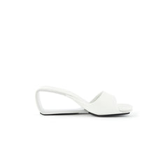 JADY ROSE | MADEMOISELLE BELLE LEATHER WEDGE SLIDE - WHITE