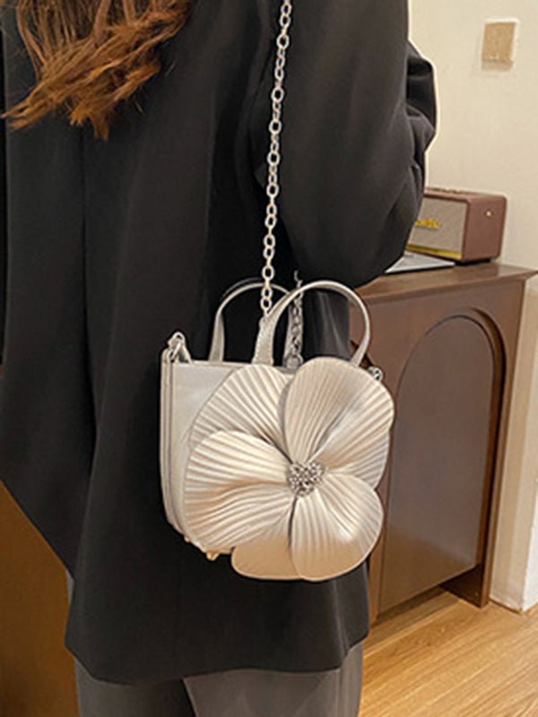 Flower Shape Pleated Split-Joint Bags Crossbody Bags Handbags Tote Bags