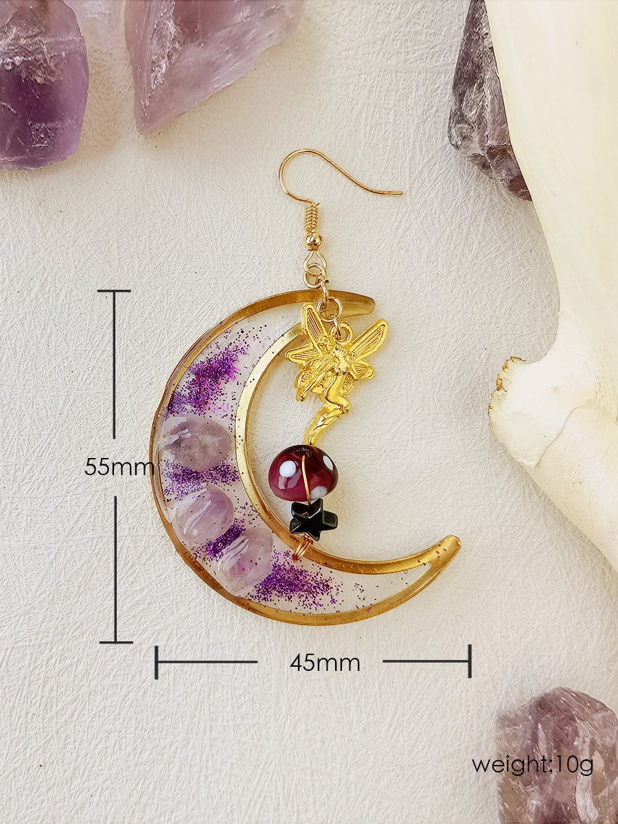 Purple Mushroom Fairy Woodland Earrings