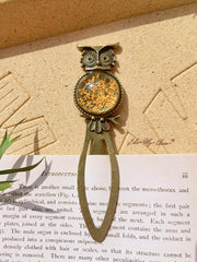 Queen Anne Lace Floral Owl Bronze Bookmark