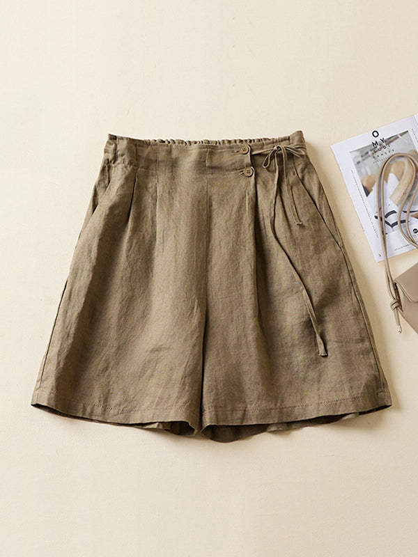 Loose Elasticity Solid Color Shorts Bottoms