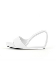 Jady Rose | Set It Straight Leather Wedge Slide - White