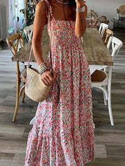 Bohemian Blossom - Floral Print Maxi Slip Dress