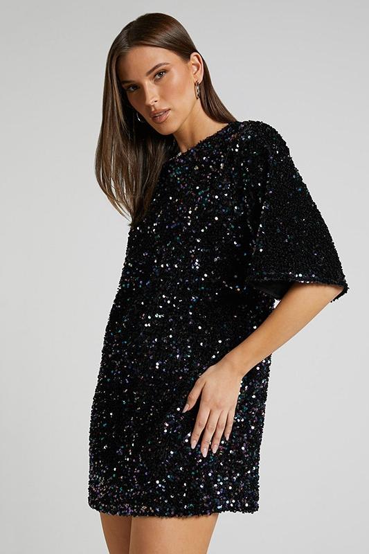 Alma Sequins Backless Mini Dress