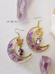 Purple Mushroom Fairy Woodland Earrings