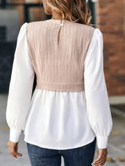 Round Neck Patchwork Fashionable Women's Shirt