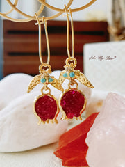 Pomegranate Design Turkish Gold Earrings