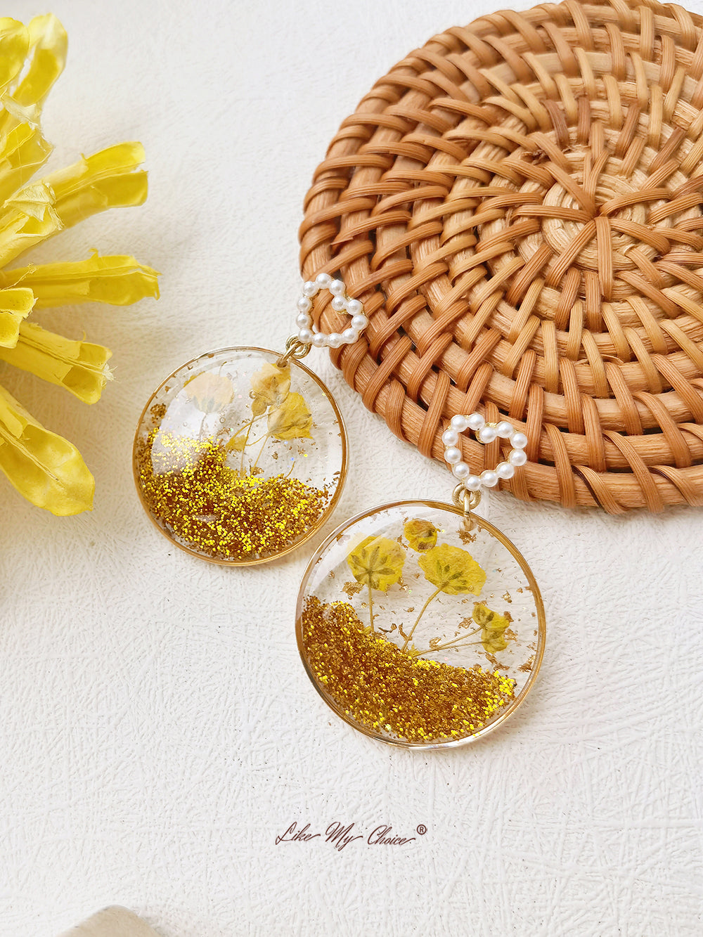 Cosmos Flowers Colorful Sequin Earrings