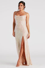 Betty Sequins Lace-up Maxi Dress