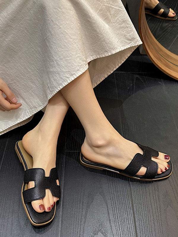 Hollow Open Toe Split-Joint Slippers