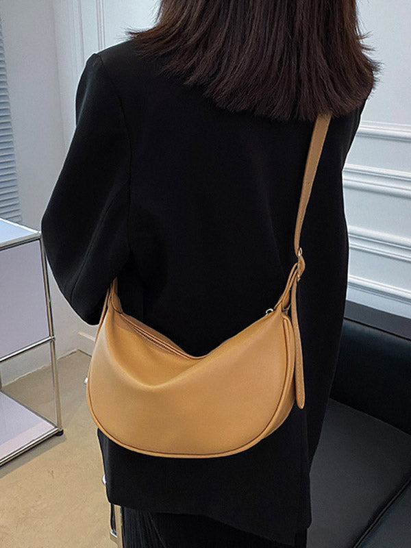 Buckle Geometric Solid Color Zipper Crossbody Bags