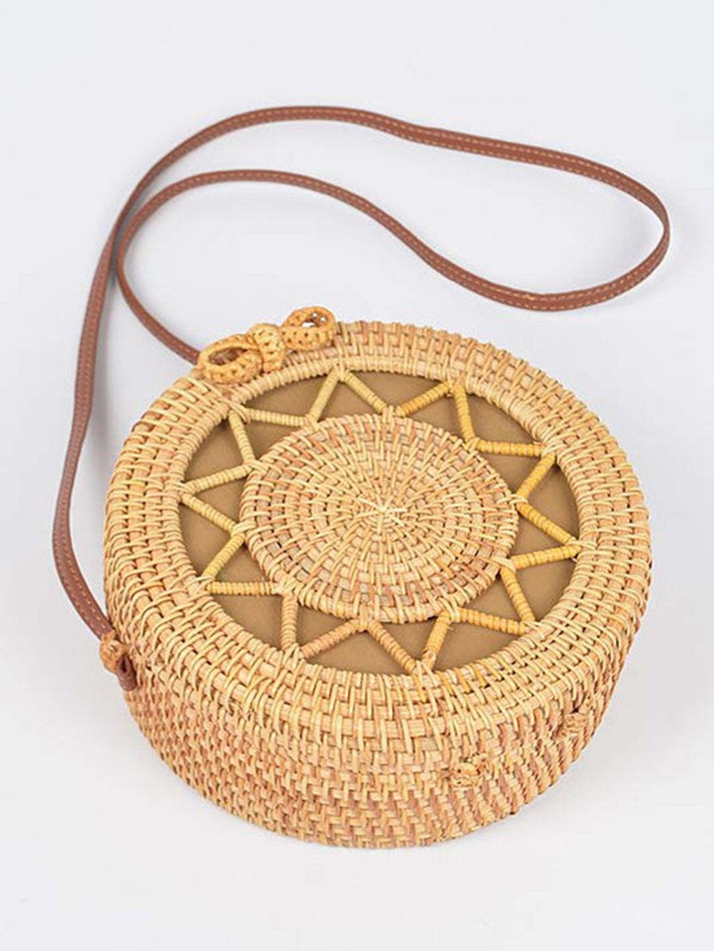 Sunburst-Round Rattan Bag