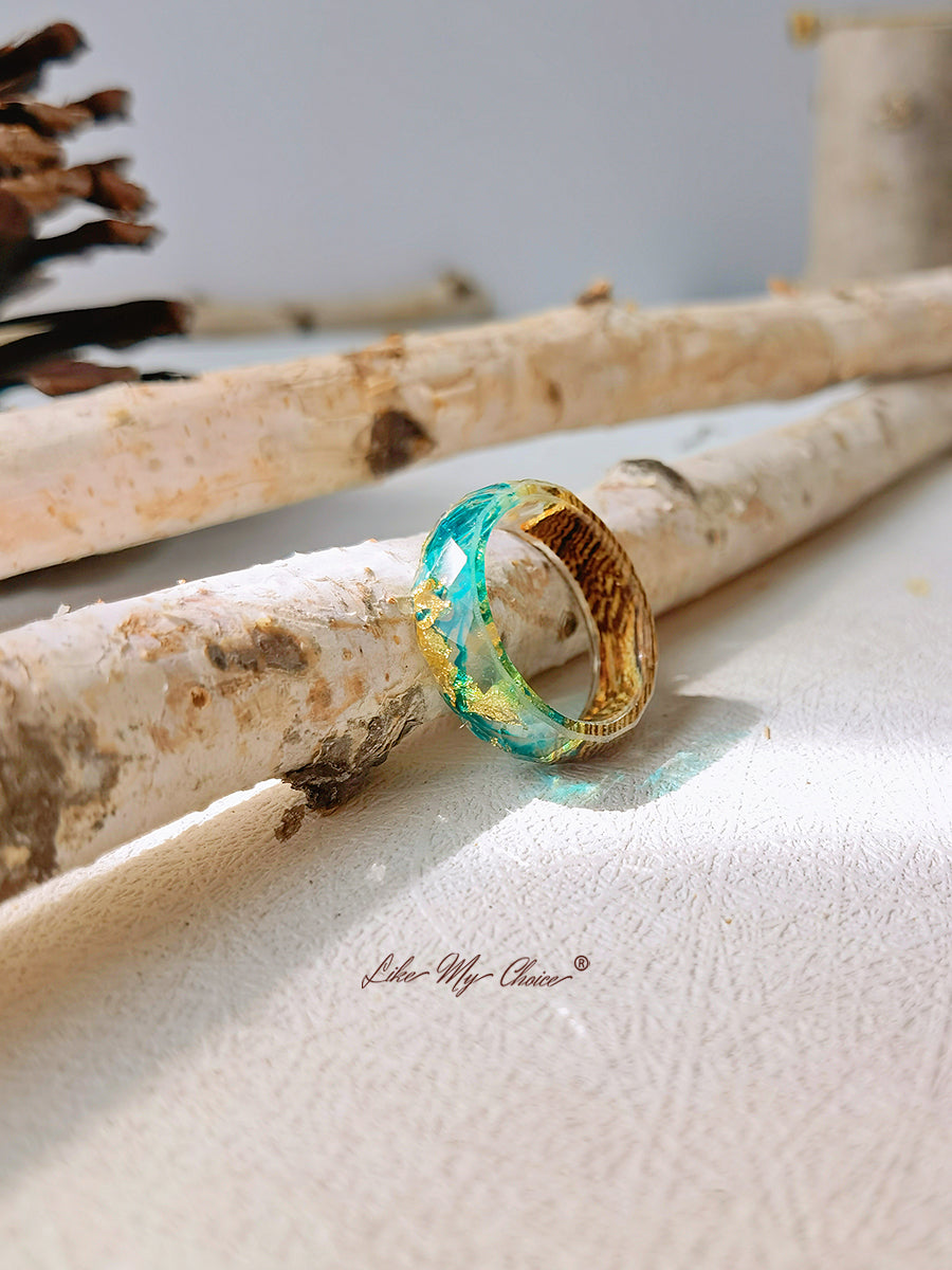 Gypsophila Magic Forest Wood Resin Ring