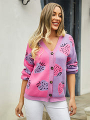 Field Of Strawberry Knit Cardigan - Purple