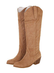 Western Suede Knee High Boots