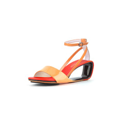 Jady Rose | Chanice Ankle Strap Leather Wedge Sandal - Orange