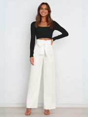 Iconic High Rise Pocketed Trouser Pants - White