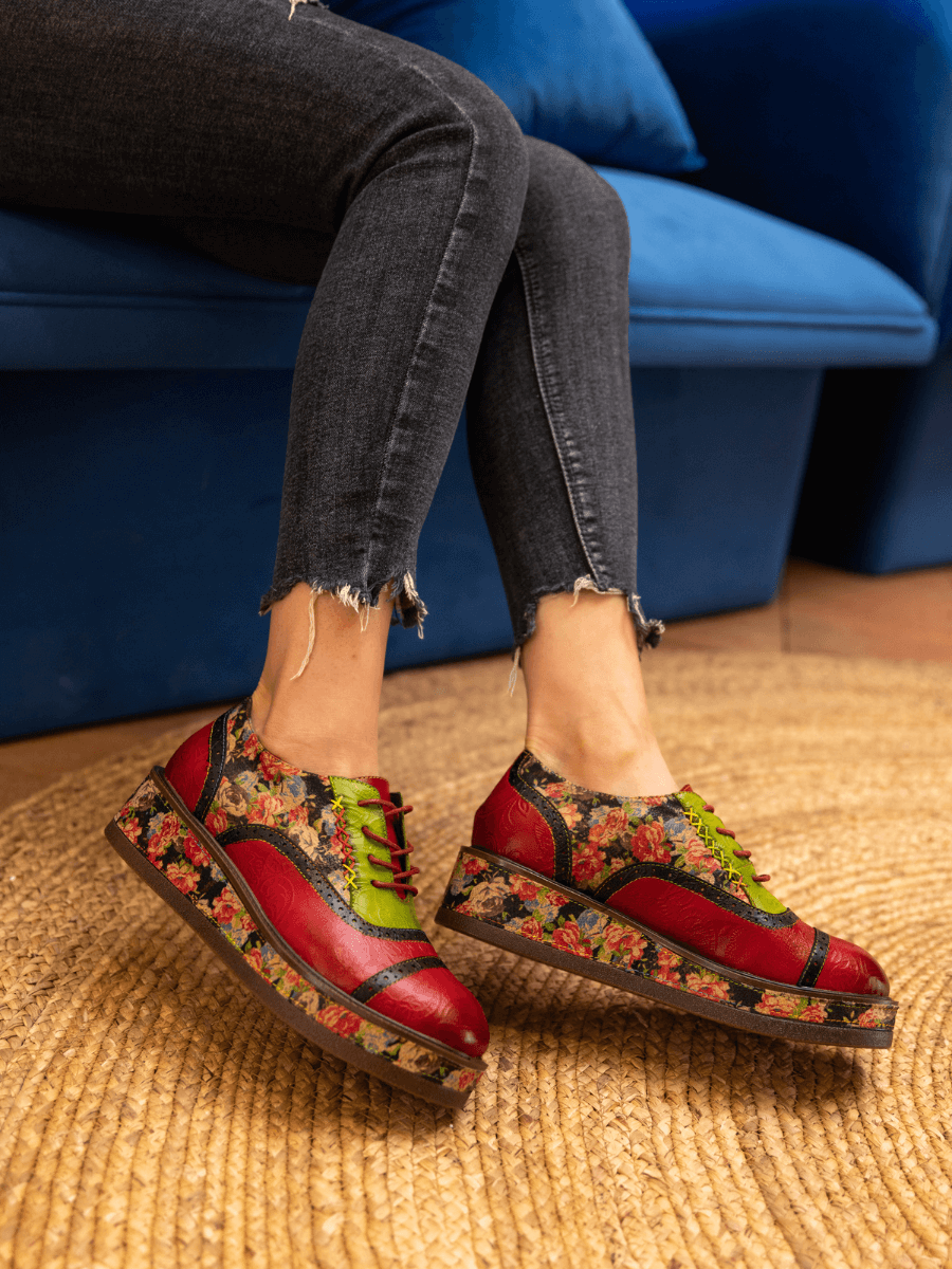 SOFFIA | JANIE FLORAL EMBOSSED LEATHER  PLATFORM OXFORD