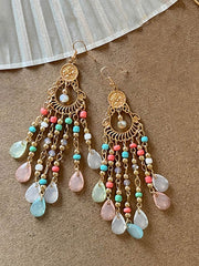 Ethnic Style Tassel Crystal Beaded Earrings