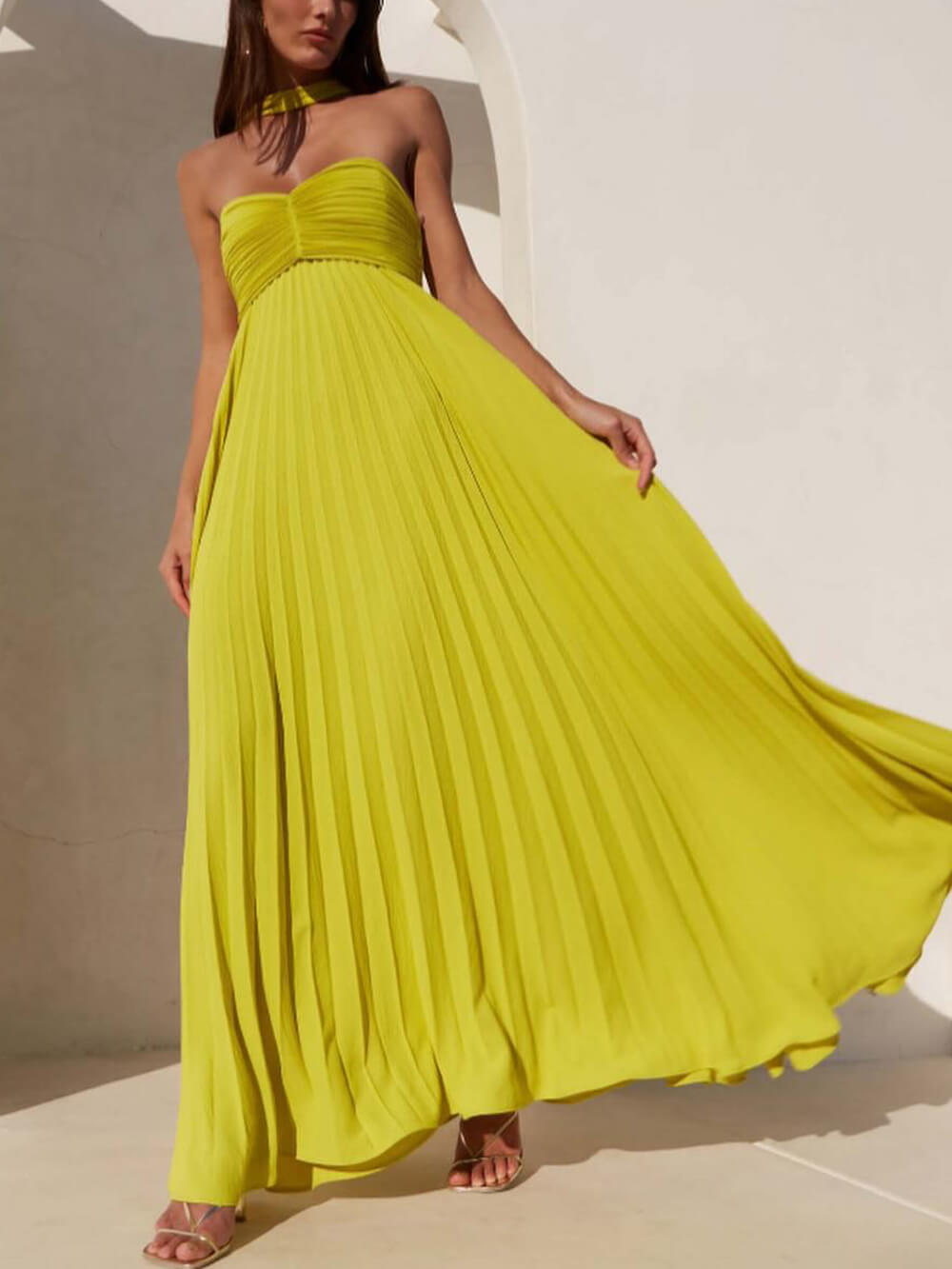 Exquisite Elegant Pleated Off-the-shoulder Party Maxi Dress