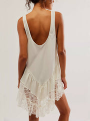 Sleeveless Lace Panel Mini Dress