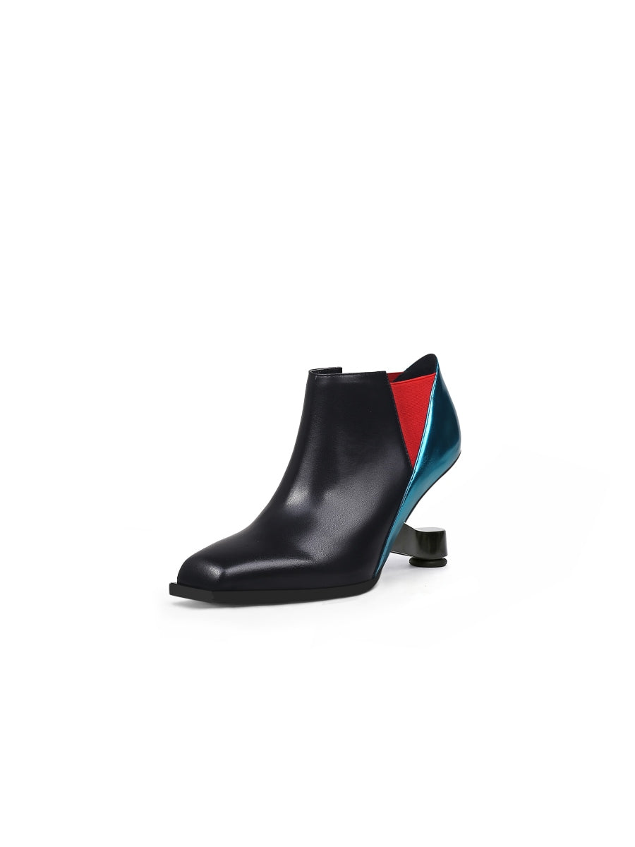 JadyRose | Blue Red Contrast Elevator Heel Ankle Boot