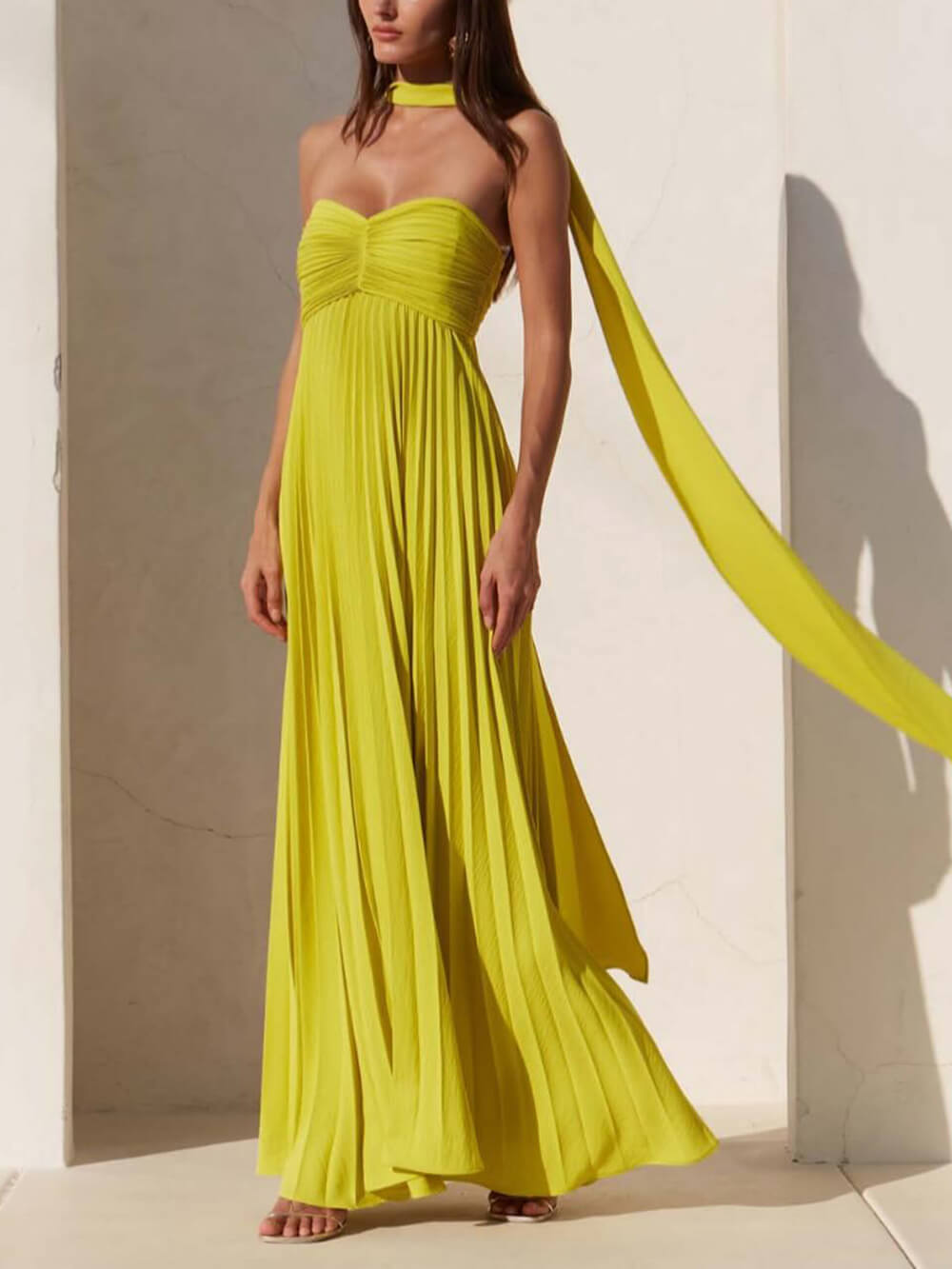 Exquisite Elegant Pleated Off-the-shoulder Party Maxi Dress