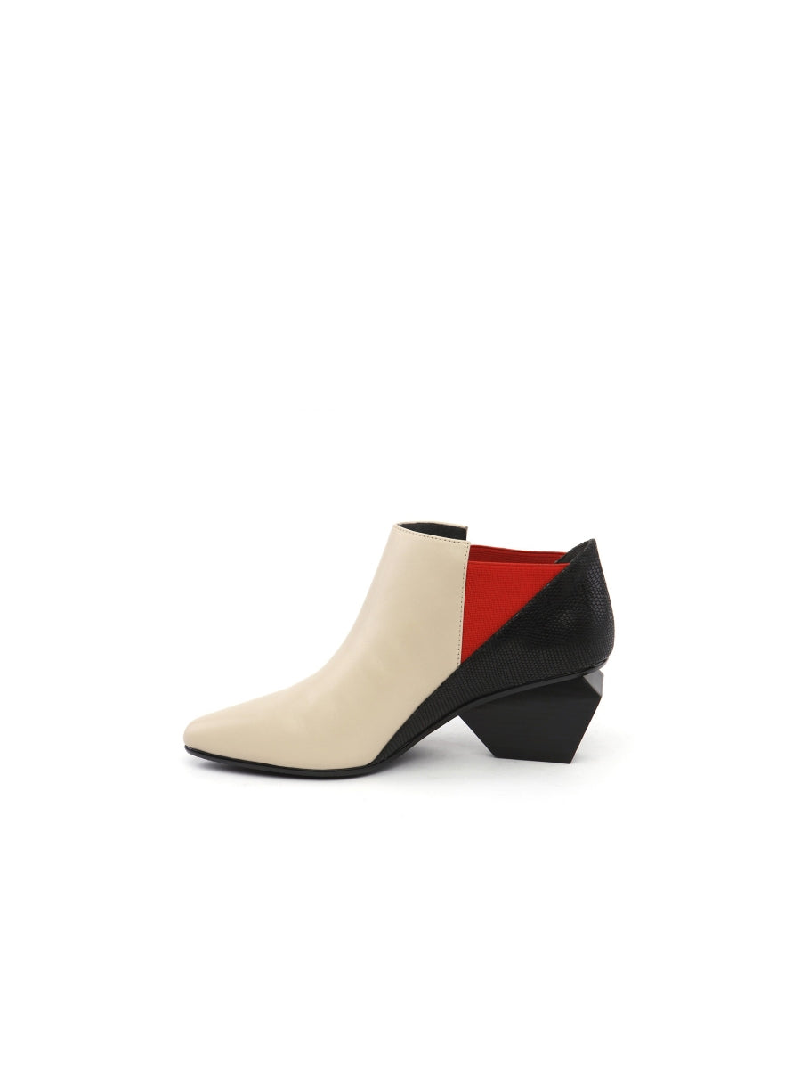 JadyRose | Structural-Heel Contrast Color Leather Boot