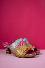 Soffia | Queen Retro Tropical Embossed Leather Sandal