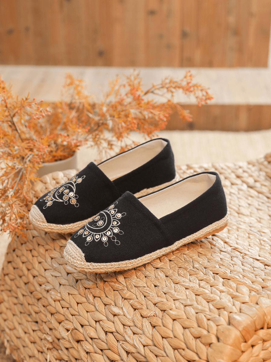 Cactus Rose | Solana Linen Espadrilles - Black